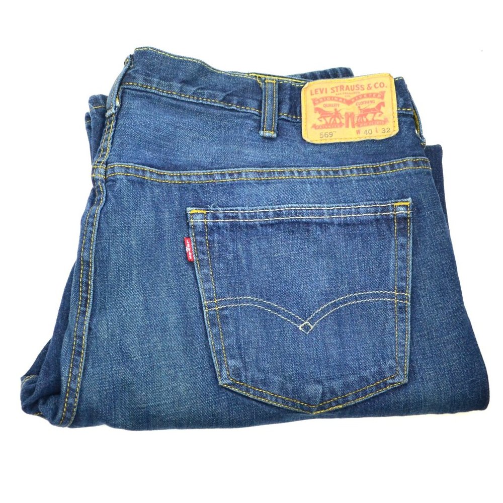 Levi's 569 Men's Size W40 L32 Blue Relaxed Fit Dark Wash Denim Jeans